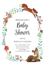 Woodland Animal Wreath - Baby Shower Invitation